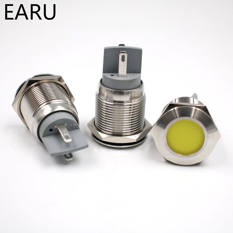 16mm Waterproof IP67 LED Metal Indicator Pilot Light Signal Lamp 3V 5V 6V 12V 24V 220V Red Green Blue Green PC Car Machine Power