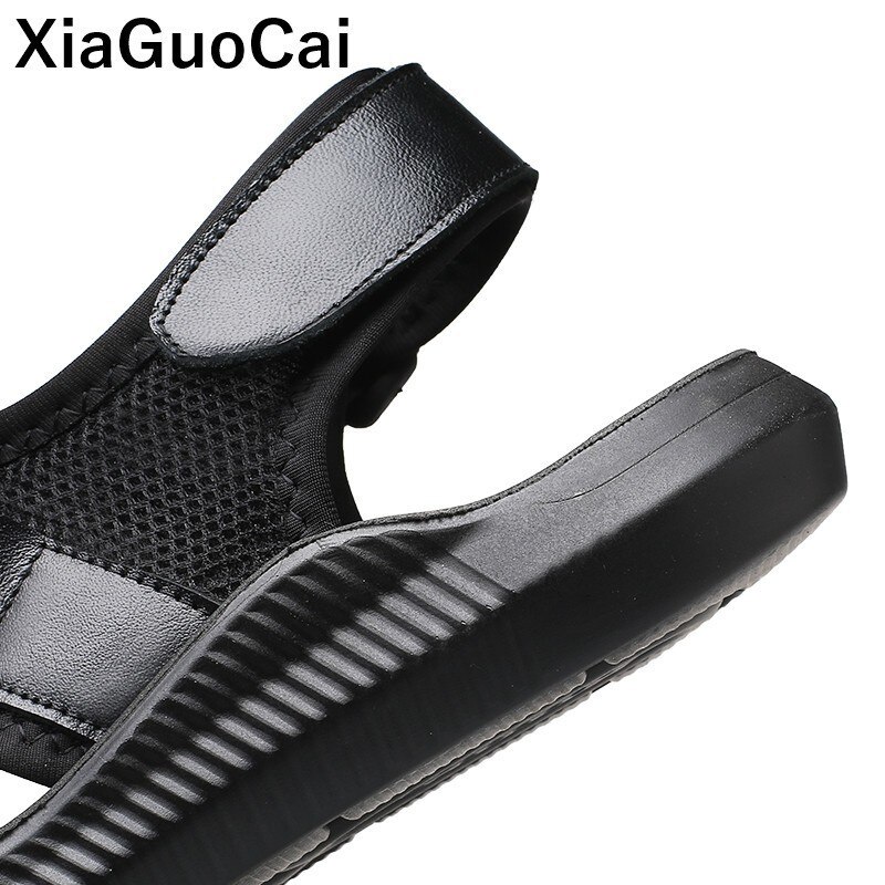 Summer Men Sandals Mesh Beach Shoes Breathable Soft Casual Male Flats Buckle Strap Leisure Footwear