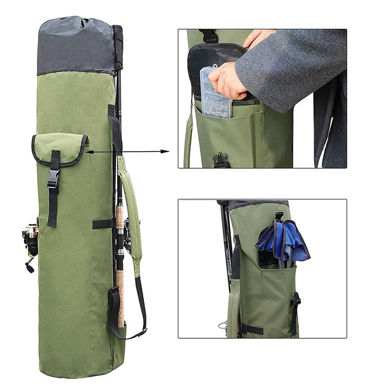 Fishing Bags Portable Multifunction Nylon Fishing Rod Storage Case Canvas Reel Organizer Travel Carry Pole Tools Bag