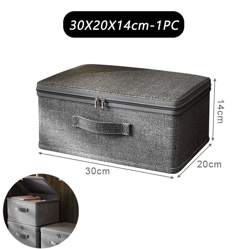 Clothes storage box with zipper Large Capacity Folding Clothes Quilts Organizer Bag Wardrobe Organizer Underwear Storage Box: black