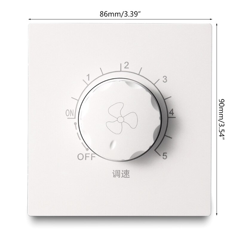 Household Concealed 86 Type 220V 10A Adjustment Ceiling Fan Speed Control Switch Wall Button Switch