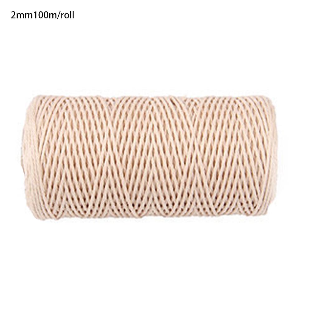 Senaste 1mm 2mm 3mm x 100m naturlig handgjord bomullssnöre makrame garn rep själv vägghängande växthängare hantverk strängstickning: 2mm 100m rulle