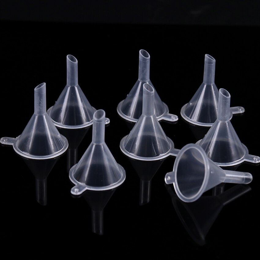 10 stk. lille plasttragt mini flydende olietragte labs specialværktøj skoleelever eksperimentel praksis forsyninger