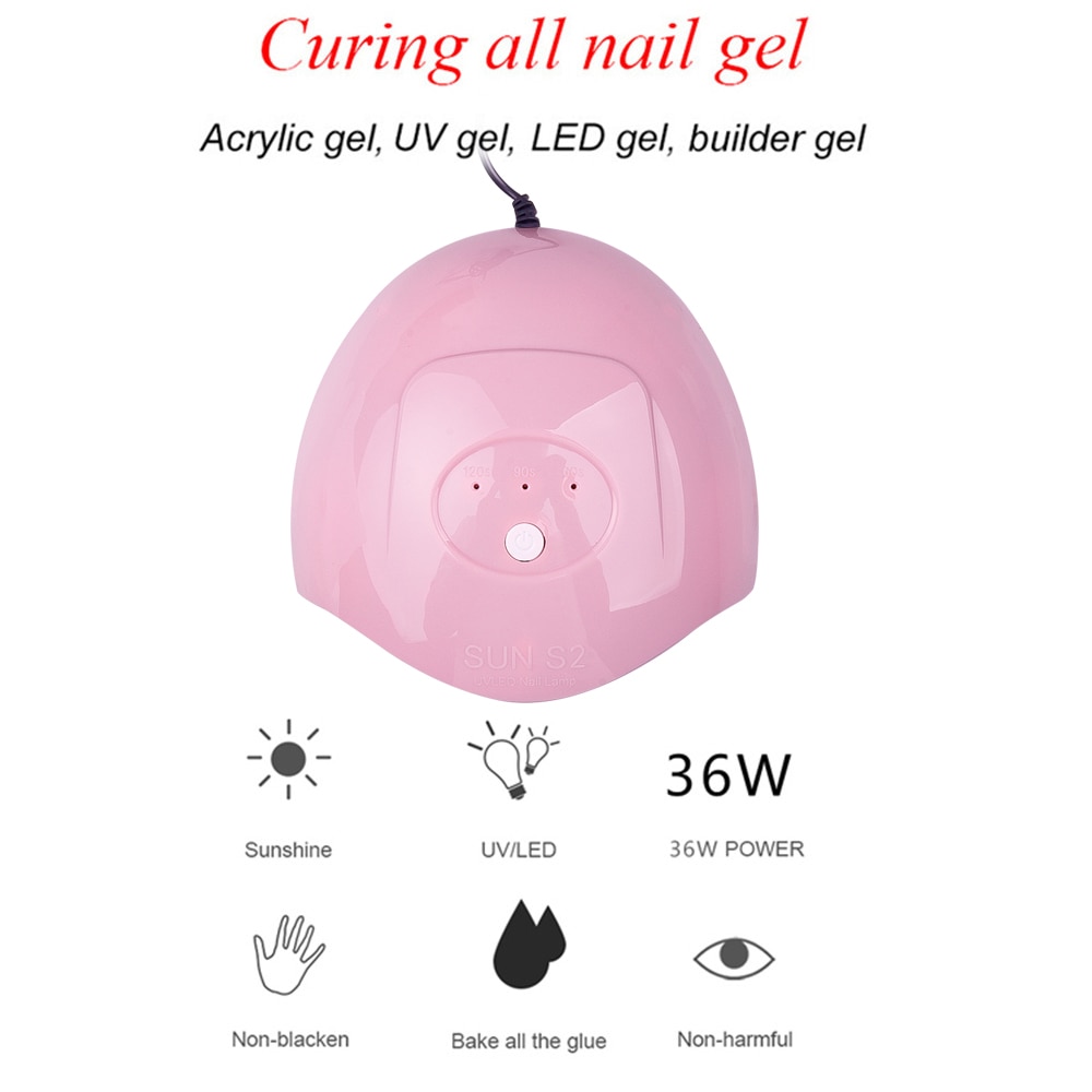 Secador de uñas portátil, lámpara UV LED de 36W, con Cable USB, para uso doméstico, esmalte de Gel Uv, 12 LED, herramienta de manicura artística