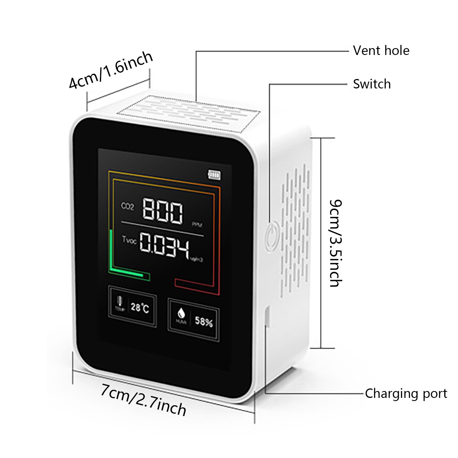 M10 Air Monitor for PM2.5 AQI Electrochemical Sensor Detect Air Monitor Home Gas Thermometer Test