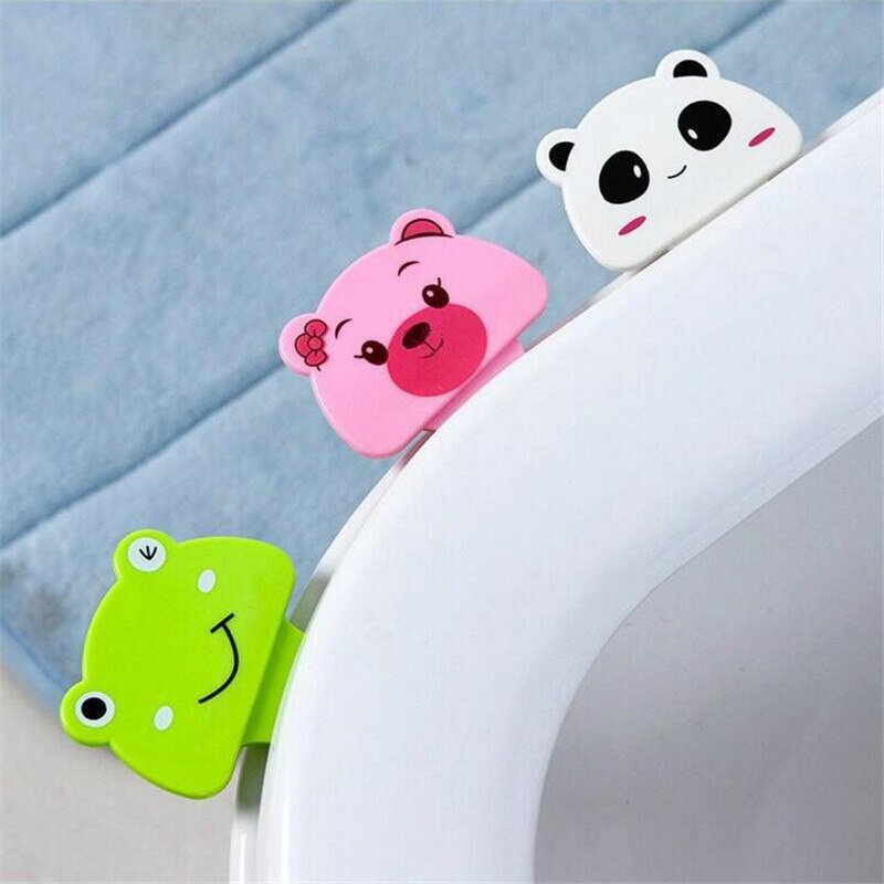 FEIGO, 2 piezas, nueva, bonita funda de dibujos animados, dispositivo de elevación, tapa de baño, inodoro, manija portátil, accesorios para Asiento de baño, inodoro, F104