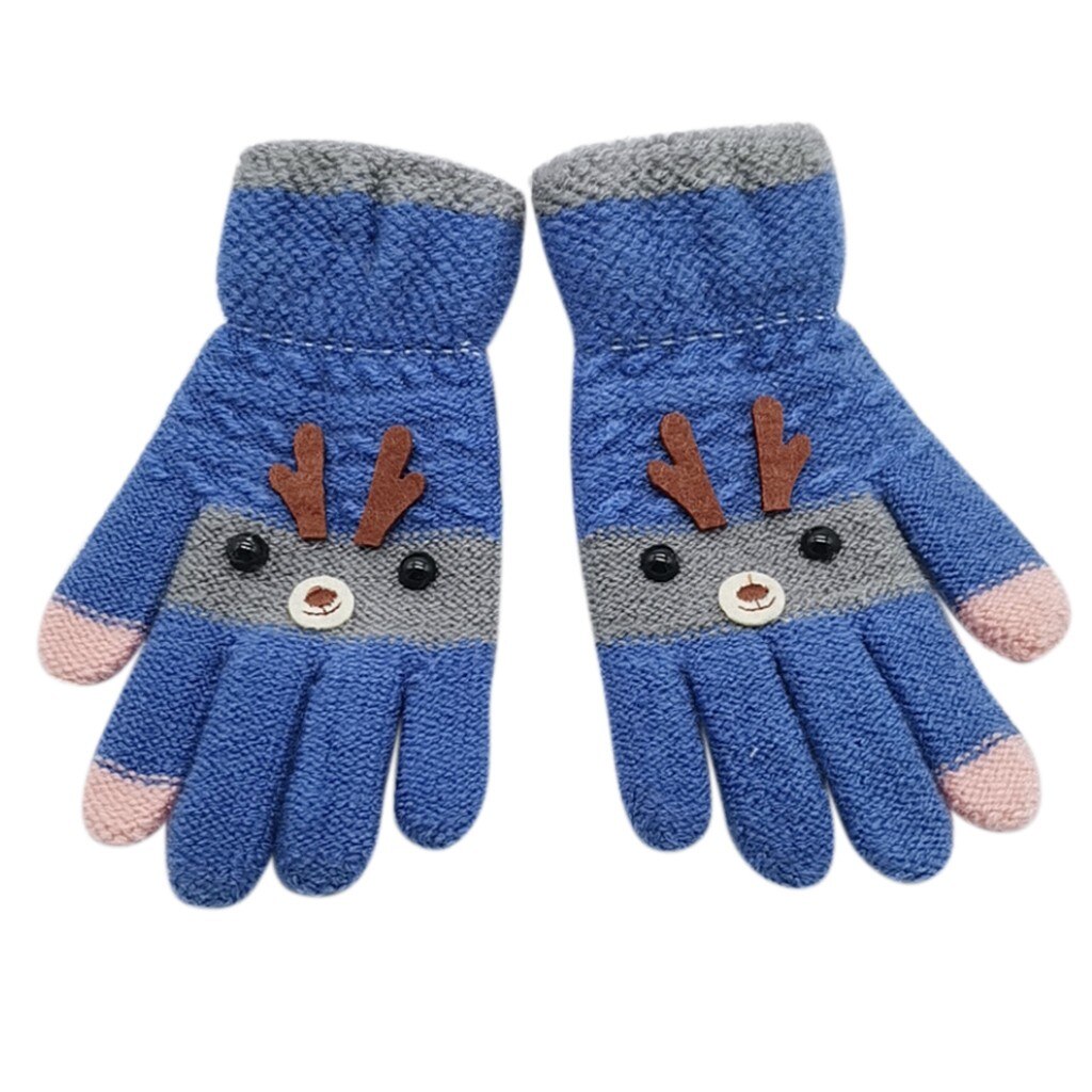 Winter freundlicher Finger warme gestrickte handschuhe mädchen Plus samt gestrickte handschuhe für freundlicher Fäustlinge Handschuhe obst: Blau