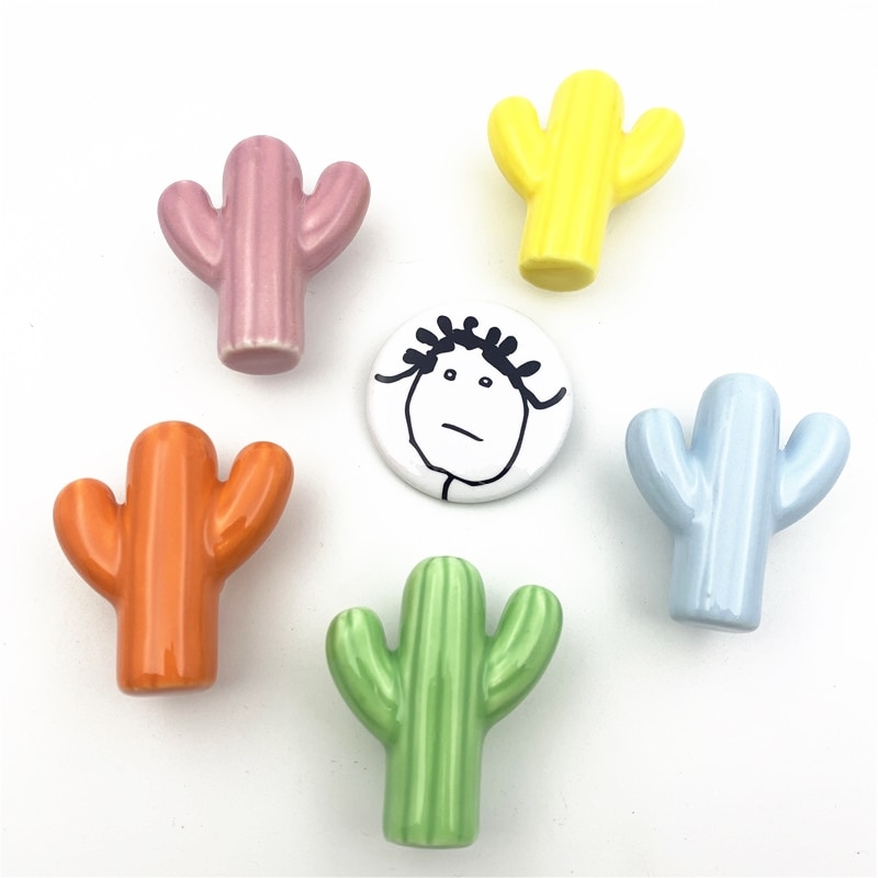 Lch Instagram Stijl Keramische Groen Roze Cactus Knop Kinderen Kamer Hardware Museum Kast Knoppen Lade Knoppen Voor Kids/Kinderen