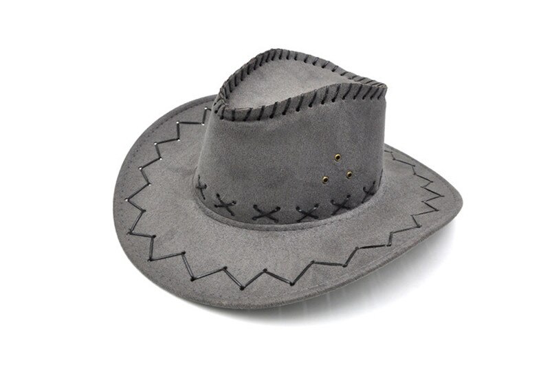 Cowboy hat male women's general hat cowboy hat Suede Look Wild West Fancy Dress Mens Ladies Cowgirl Unisex Hats: Gray
