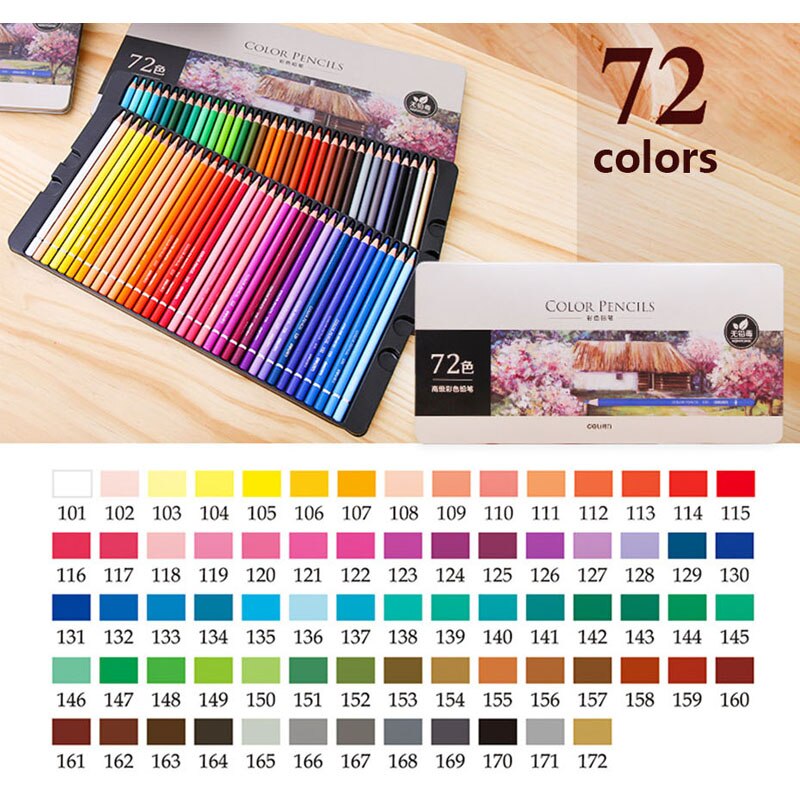 Deli Kantoorbenodigdheden 48/72 Kleuren Olie Kleurpotlood Set Voor Tekening Schilderen Schets Tin Box Art School Levert Professionele