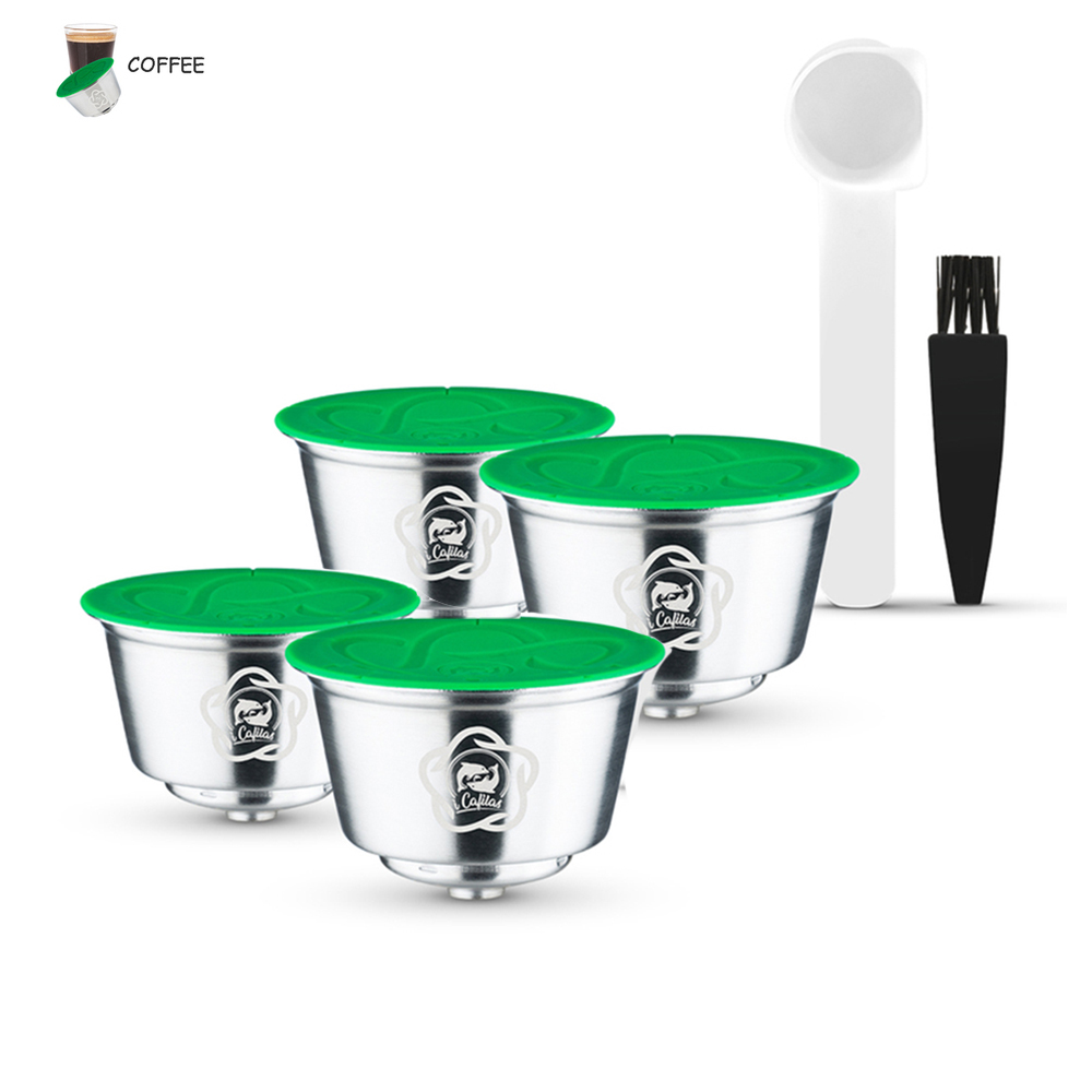 Kapsułka do kawy dla Dolce Gusto Mini Me kapsułka do kawy wielokrotnego użytku piccolo xs kapsułki filtry Crema ze stali nierdzewnej icafilas: Ciemny Khaki