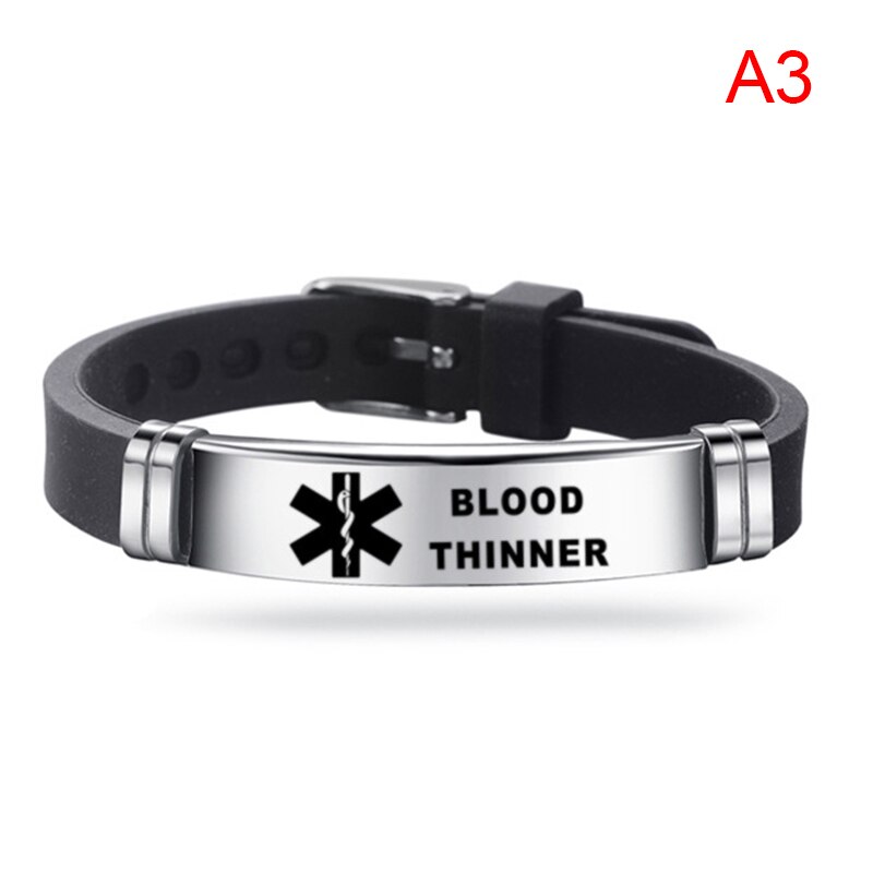 Mannen Alert Id Siliconen Armband Ijs Bangles Polsband Verstelbare Lengte Voor Mannen Vrouwen Kind Sieraden Type 1 Diabetes: JTJY11-A3