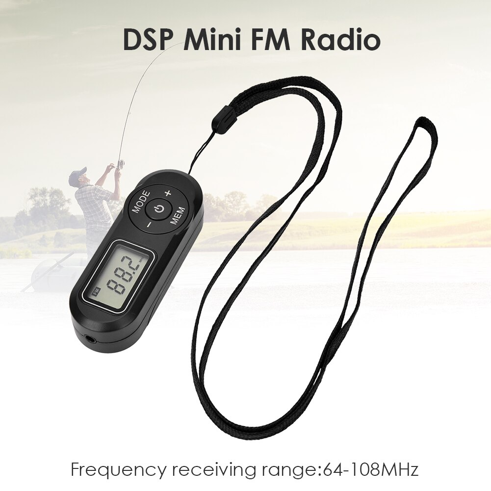 Portable FM Radio Digital Display Mini FM Receiver Retro MP3 Player Style Receiver DSP with Lanyard for Outdoor Walking