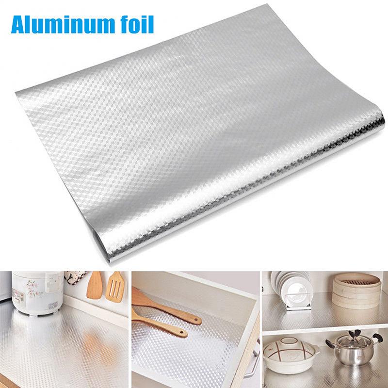 Removable Kitchen Oil-proof Waterproof Stickers Aluminum Foil Kitchen Stove Cabinet Self Adhesive Wall Sticker DIY Wallpaper