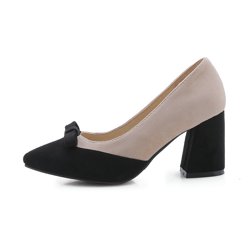 Qutaa kvinder pumps all match spidstå kvinder sko platform spids tå casual firkantet højhælet dame pumps str. 34-43