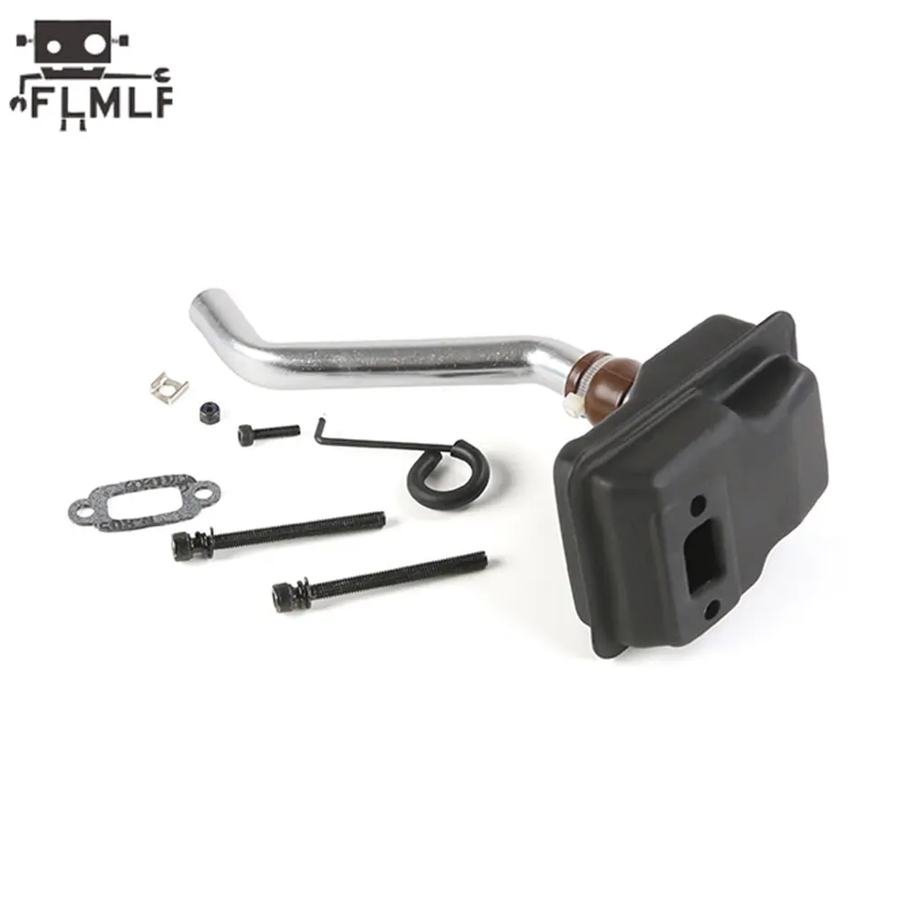 FLMLF Kit de caja de silencio de escape para motor Rc de 23CC ~ 36CC para 1/5 Hpi Rofun Km Rovan Baja Losi 5ive-T DBXL FG GoPed Redcat