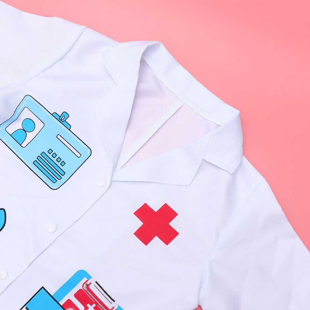 1Pc Cosplay White Gown Cosplay Therapist Role Play Kids Nurse Children Robe Gown Overall Clothes