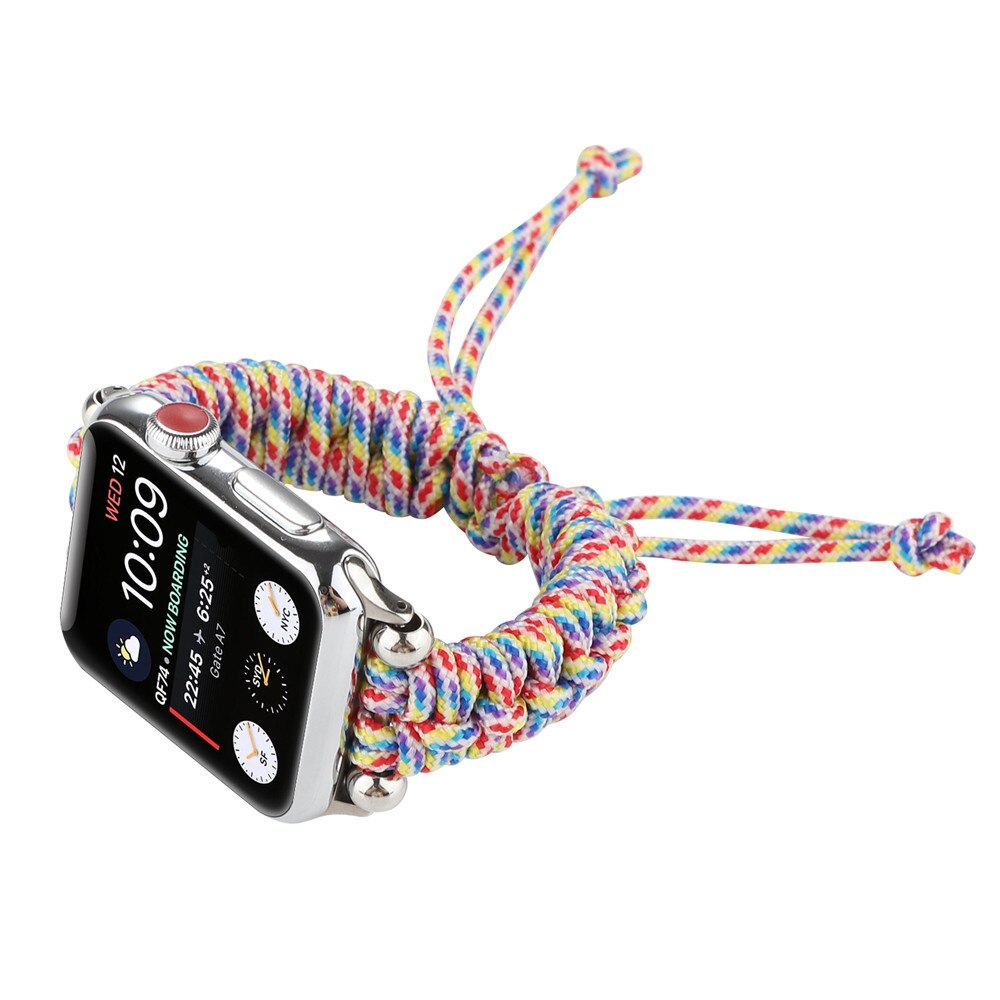 Nylon Geweven Horlogeband Voor Apple Horloge Iwatch 12 3 4 5 Band 44Mm 42Mm 40Mm 38mm Parachute Touw Buiten Armband Riem
