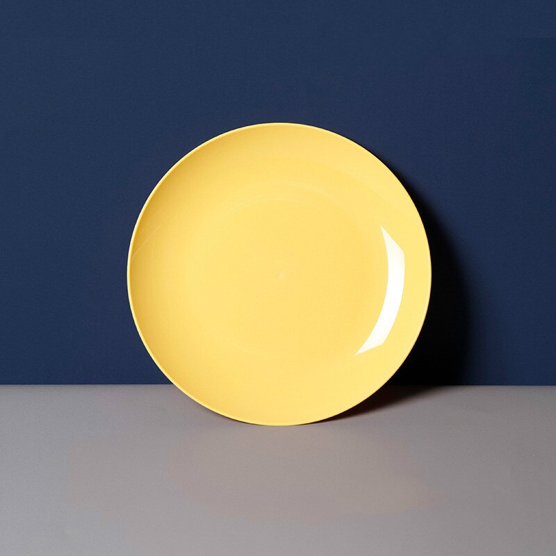 Assiette à Sauce alimentaire en plastique, petit tableau de dégustation de vinaigre, assiettes à collation créatives Imitation porcelaine assiette de fruits de ménage ronde: Large yellow