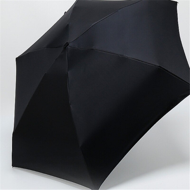 Solid Sun Rain Pocket Umbrella Anti UV Mini Folding Windproof Lightweight Travel Women: black