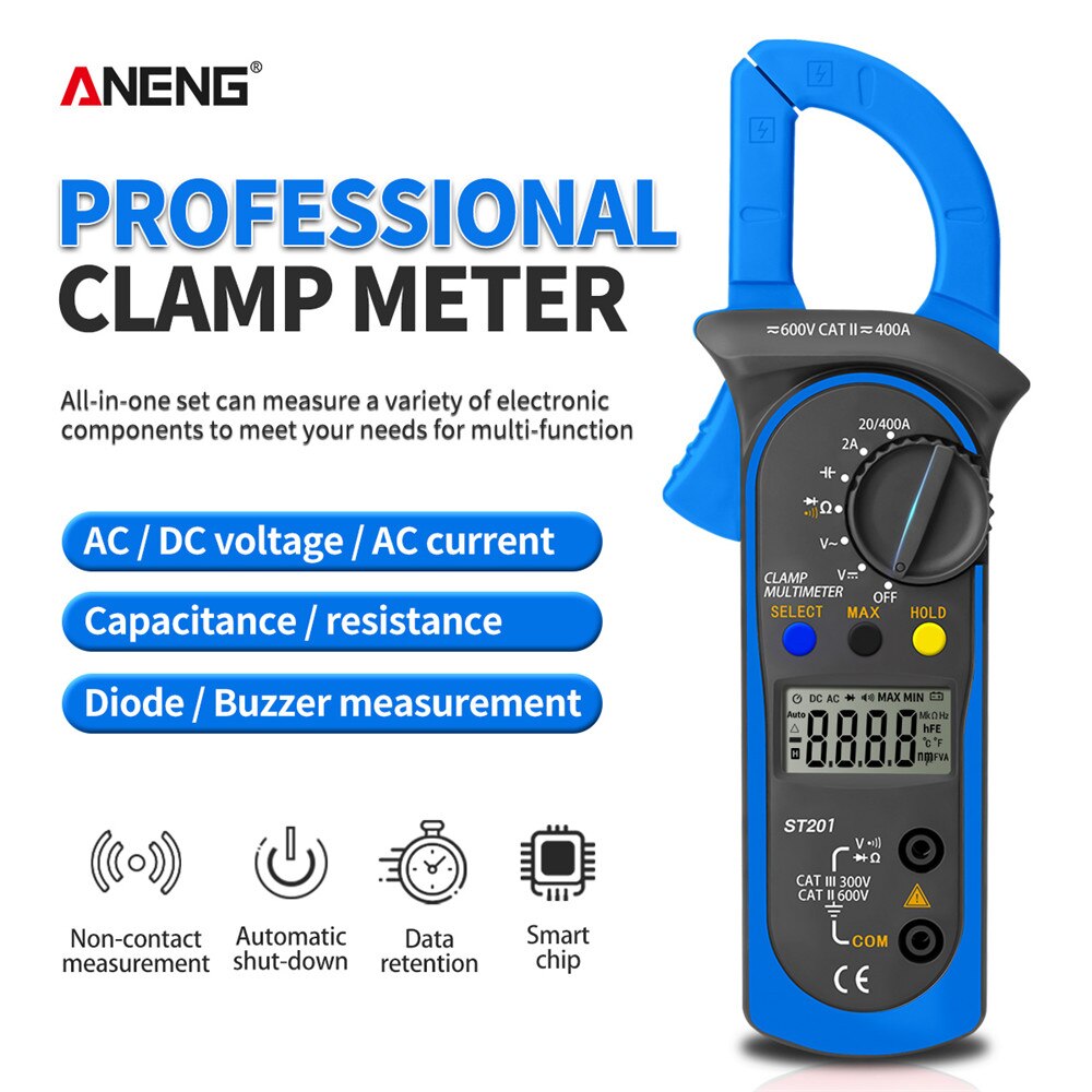 ANENG ST201 Digital Multimeter Clamp Amperemeter Transistor Kondensator Tester Power Test Automotive Spannung Tester
