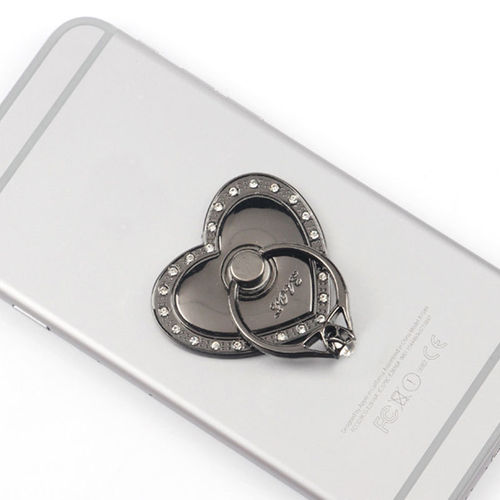 Big Love Phone Holder Full Metal Ring Buckle Diamond Phone Stand 360 Degree Mobile Phone Stand Holder: black