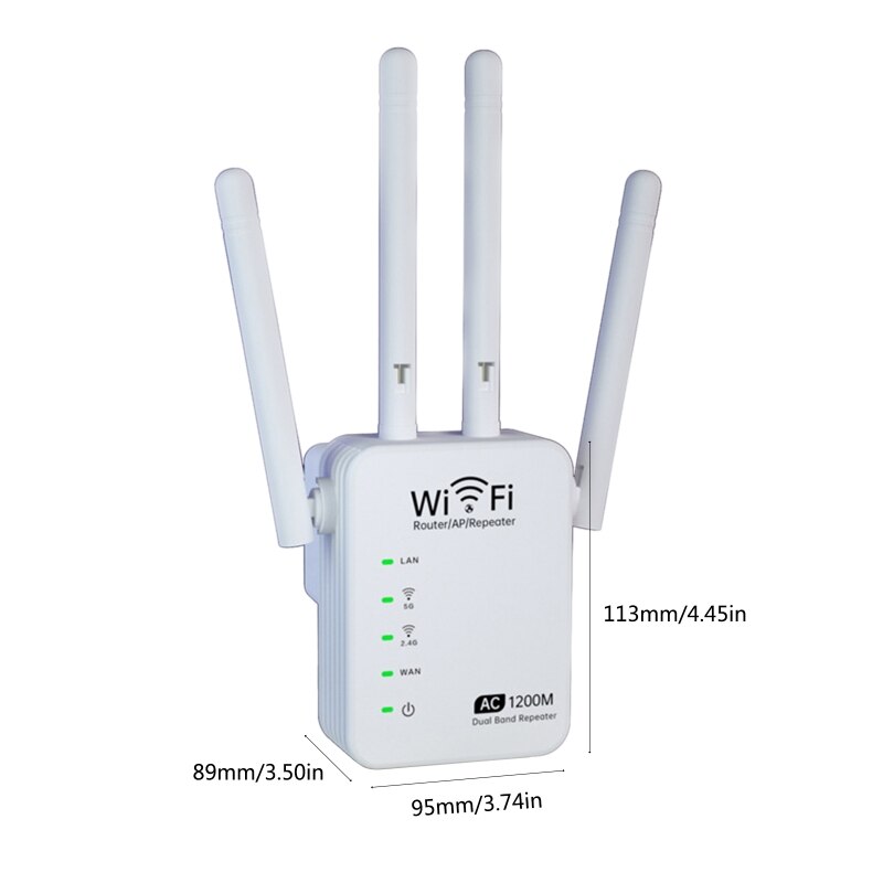 2.4GHZ 5GHZ Dual-Band 1200M WiFi Extender Wireless Signal Repeater Amplifier