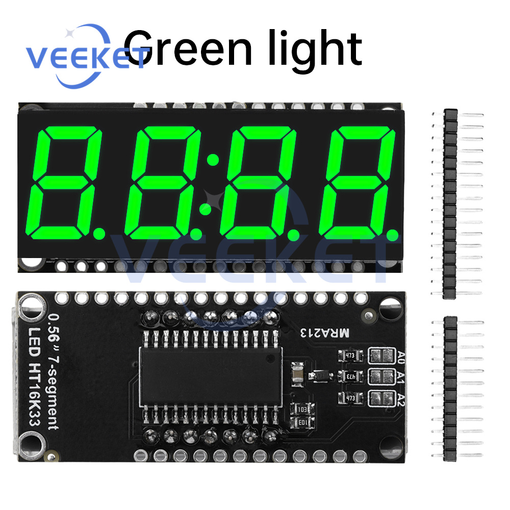 Display with Clock Module 0.56-inch 4-Digit 7-Segment HT16K33 Driver Green Red White Yellow Blue LED Indicator Display: Orange