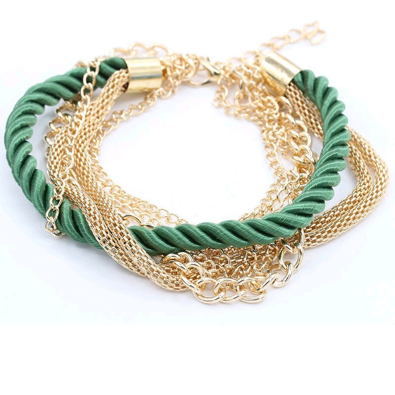 metal knitted mixed women multi-layer luxury bracelet multicolor 5 pcs: B6