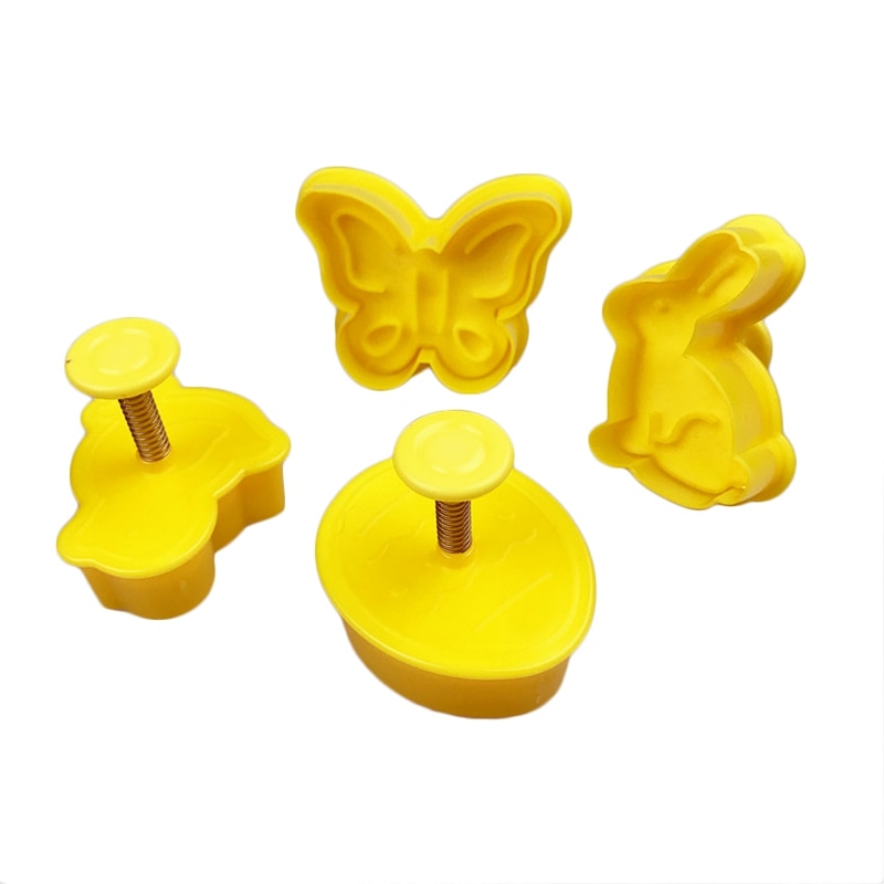 4 stuks Easter Bunny Vlinder Konijn Cartoon Sugarcraft Cakevorm Fondant Cookie Cutter Decoratie Eieren Decoreren Gereedschappen