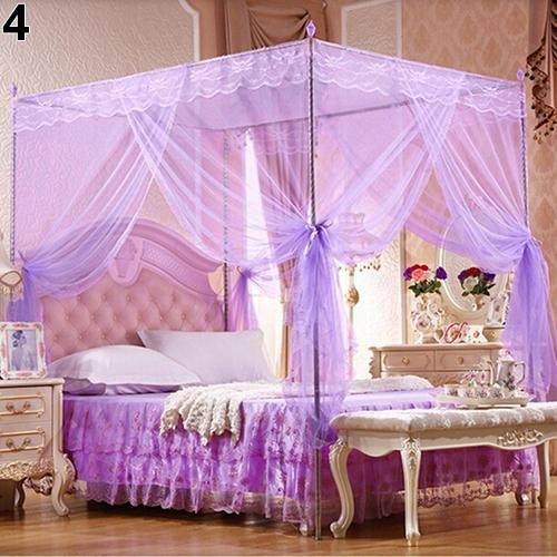 Moustiquaires en dentelle, moustiquaire, sans cadre, pour lit double, Queen size et King size, anti-poussière: VIOLET / Twin