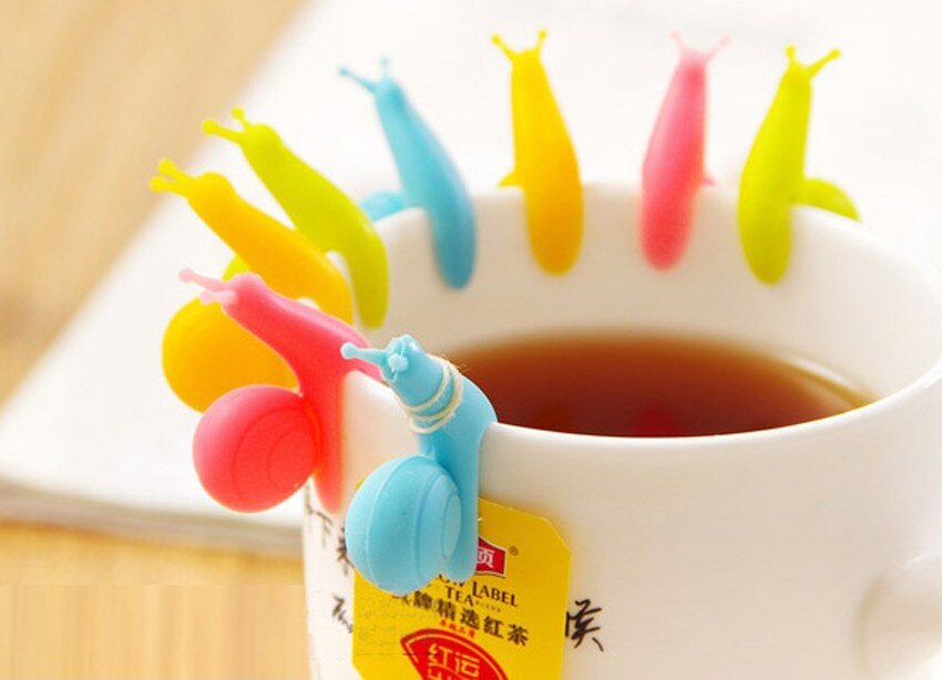 Etiqueta colorida con forma de caracol para colgar bolsas de té, soporte para taza, taza para beber, identificador para taza de , 5 uds.: Default Title
