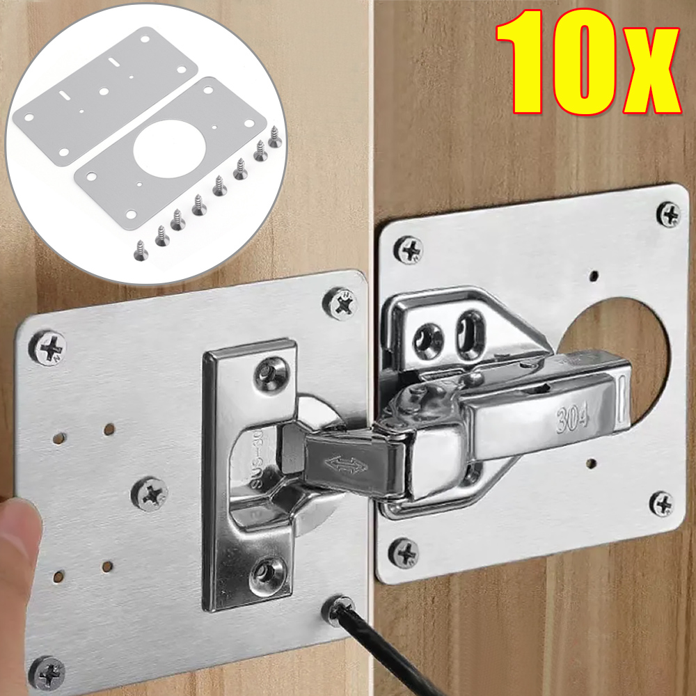 10/2 Stuks Kast Scharnier Reparatie Plaat Kit Rvs Deur Scharnier Montageplaat Met Gaten Voor Thuis Keuken kast Meubels