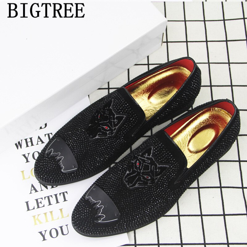 Zapatos de boda para hombre, mocasines a la con diamantes de imitación, zapatos de vestir para hombre, zapatos de para hombre, Scarpe Uomo, zapato Social Masculino