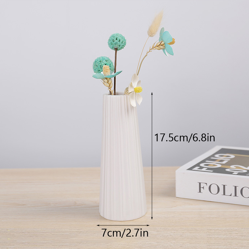 Vilead Keramik Weiß Vase nordisch Minimalismus Stil Kleine Elegante Vasen für Tisch Wohnzimmer Büro Balkon Ornamente für Hause: B