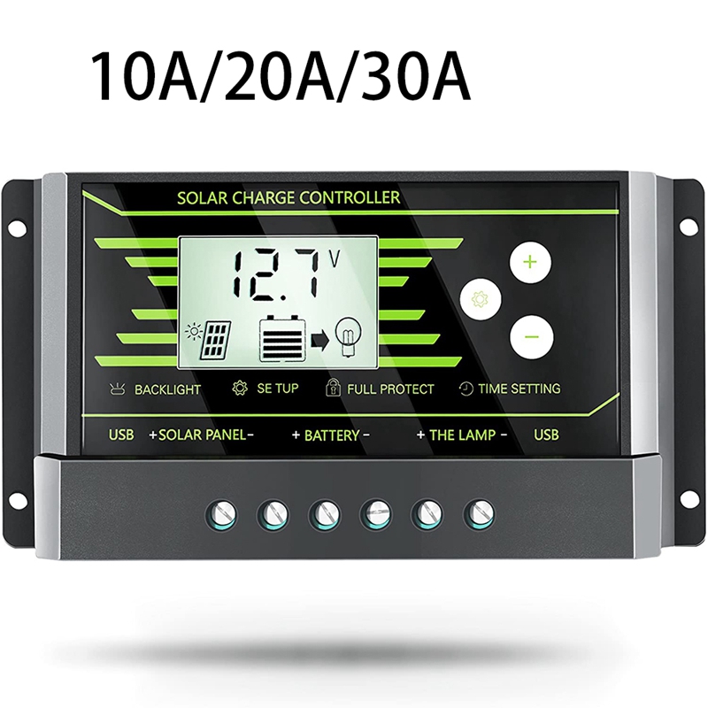 Solar Laadregelaar 12V 24V Solar Controller Met Usb Aansluiting Lcd Backlight Geschikt Voor Motorhomes