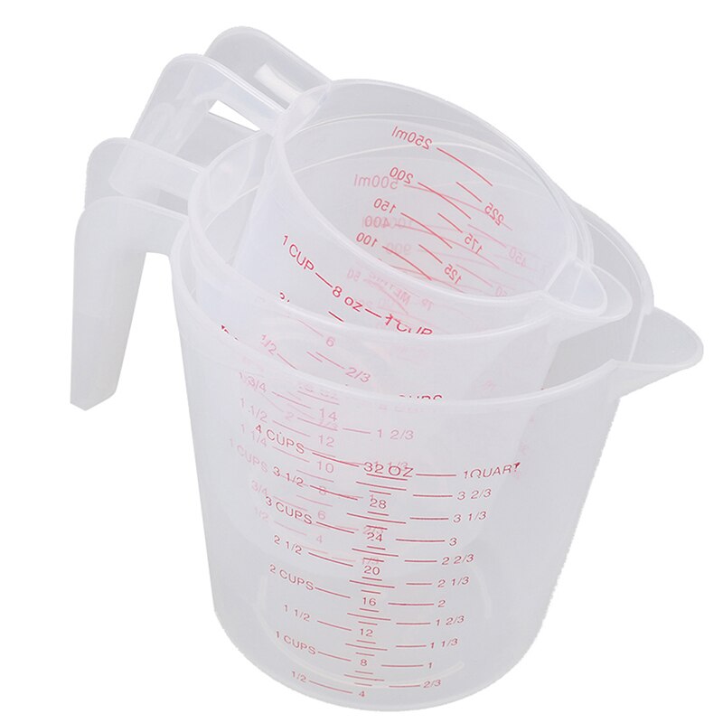 Tasse à mesurer en plastique avec bec verseur, fournitures d'outils de cuisine, tasse de avec cuisine graduée 250/500/1000/100ML
