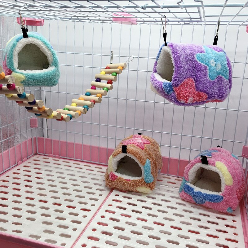 Cute Small Pet Bird Parrot Hamster Soft Comfortable Cage Plush Hanging Hammock Nest House Sleeping Bed Warm Nest Pet Products