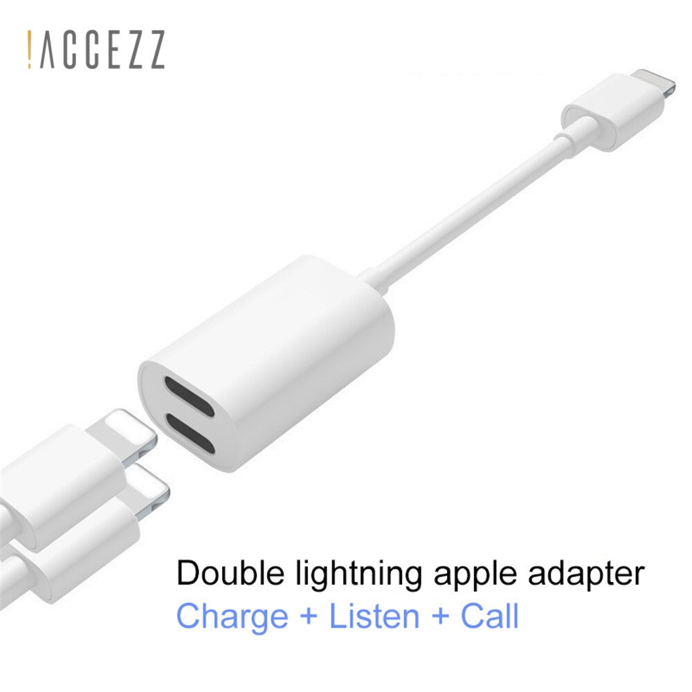 ! ACCEZZ 2 in 1 Dual Opladen Verlichting Adapter Voor Apple Iphone Audio Voor iPhone X 7 8 plus Splitter Oortelefoon aux Kabel Converter: Default Title