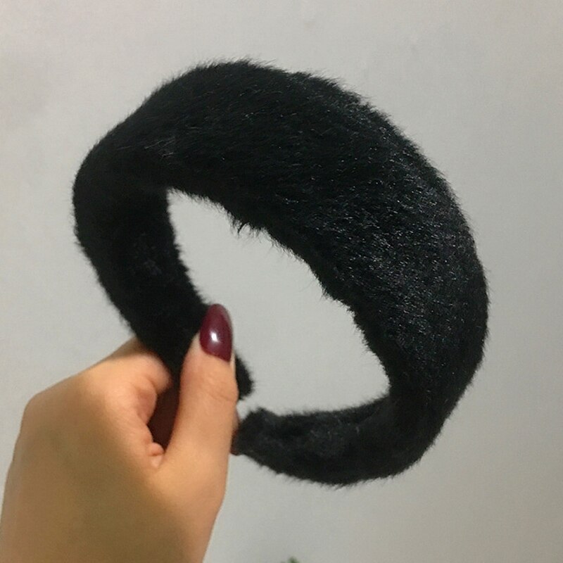 Diadema ancha de piel sintética para mujer: Black