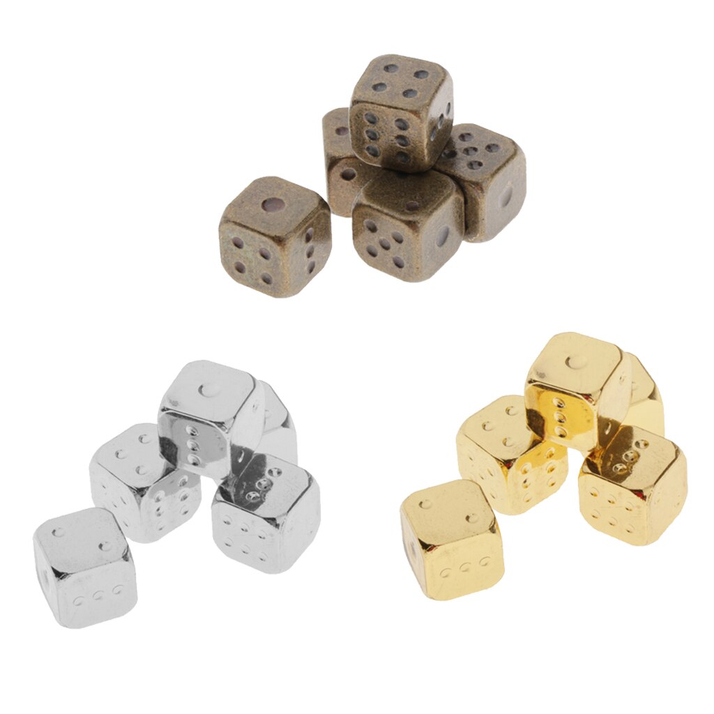 Juego de dados de 6 lados con tono metálico, 5 uds., dados de colores con Pips dorados, dados de esquina redonda, dados de juego de rol, accesorios de Mahjong