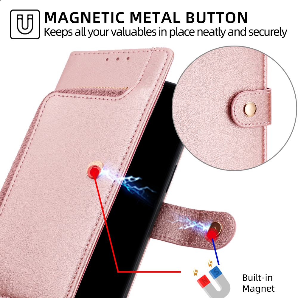 Damen Reißverschluss Brieftasche Abdeckung für OPPO Reno 6 5 Profi Plus Lite 6Z 5Z Z 5F 5K 5 Lite Metallschnalle Leder kippen Fall Gurt