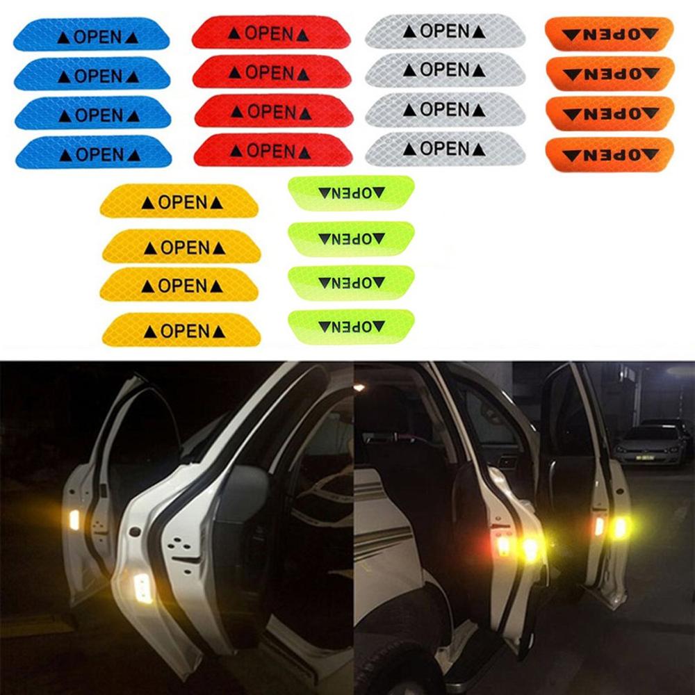 4PCS/SET Car Styling Warning Car Sticker Affixed To The Door To Open The Door Crash Safety Warning Stickers Reflective