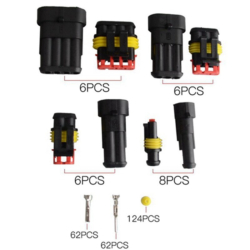 26Sets 1-4 Pin Electrical Wire Connector Plug Set & 150 PCS Wire Connector Kit Wire Connectors Waterproof