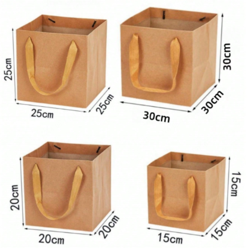 3PCS Large White Kraft Paper Bags with Handles Square Bags Bulk, Large Shopping Merchandise Bags, Wedding Bags, Birthd