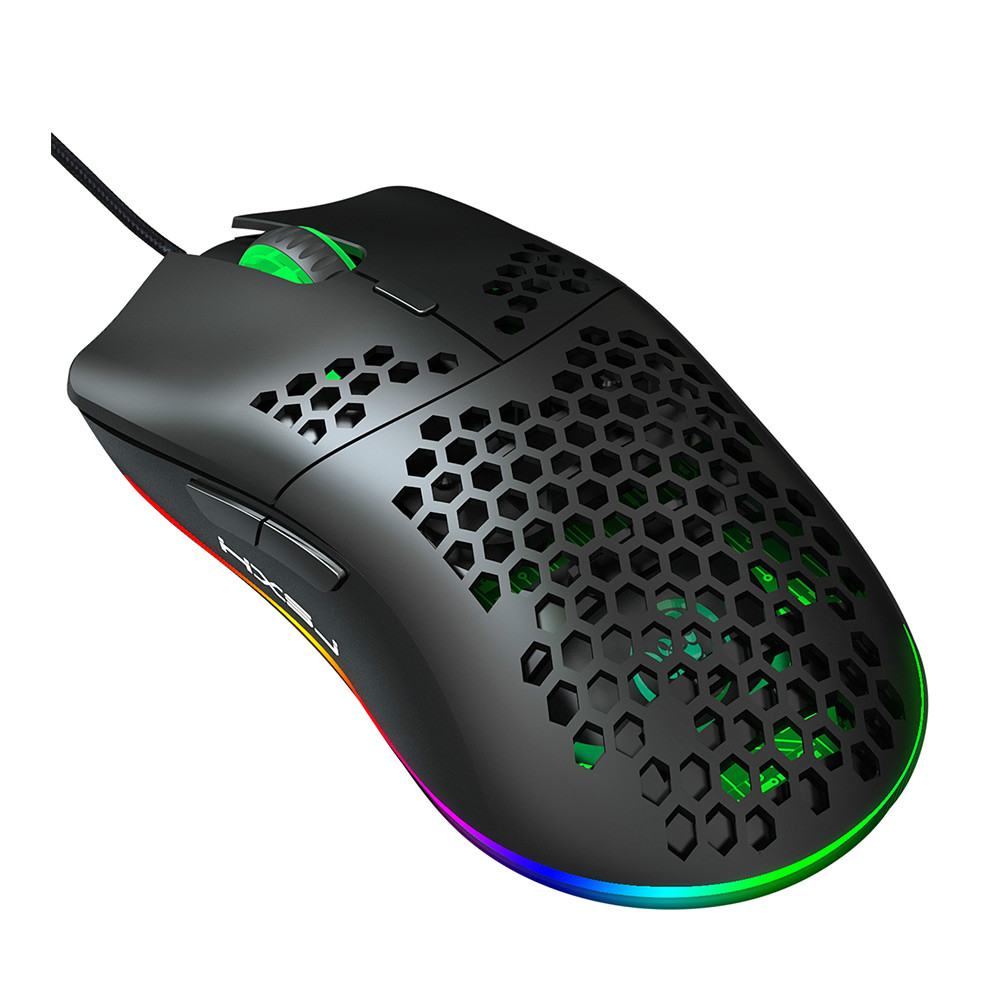 Kabelgebundene gaming-maus mit wabenstruktur, rgb-hintergrundbeleuchtung, 6400 dpi, leicht, ergonomisch, optisch, für computer, pc und laptop