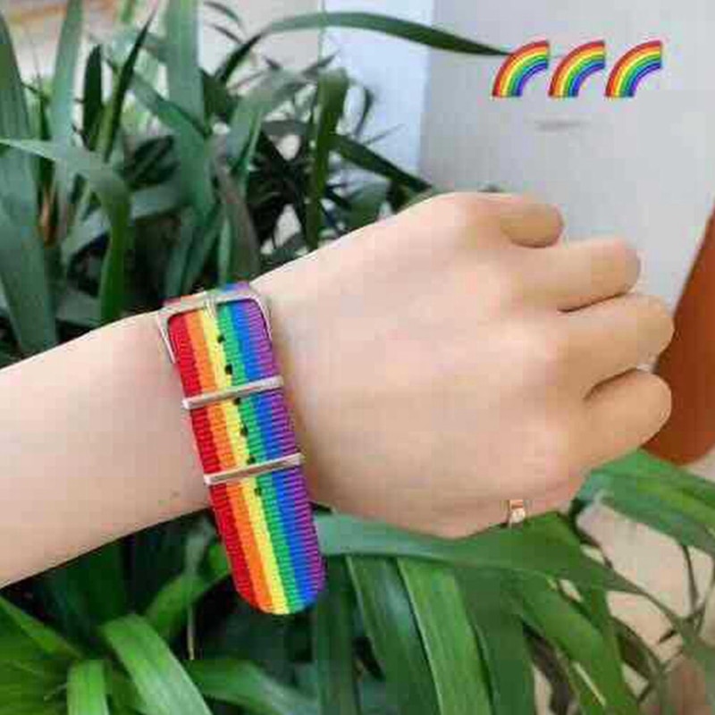 Nylon Rainbow Strap Bracelet Rainbow Bracelet Couples Bracelet LGBT Pride Bracelets For Women