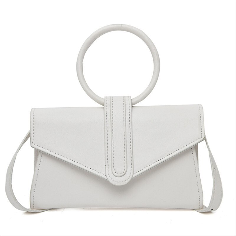 Dames casual pu leren crossbody tas magnetische gesp eenvoudige schoudertas kleine frisse messenger bag dames crossbody tas: Wit