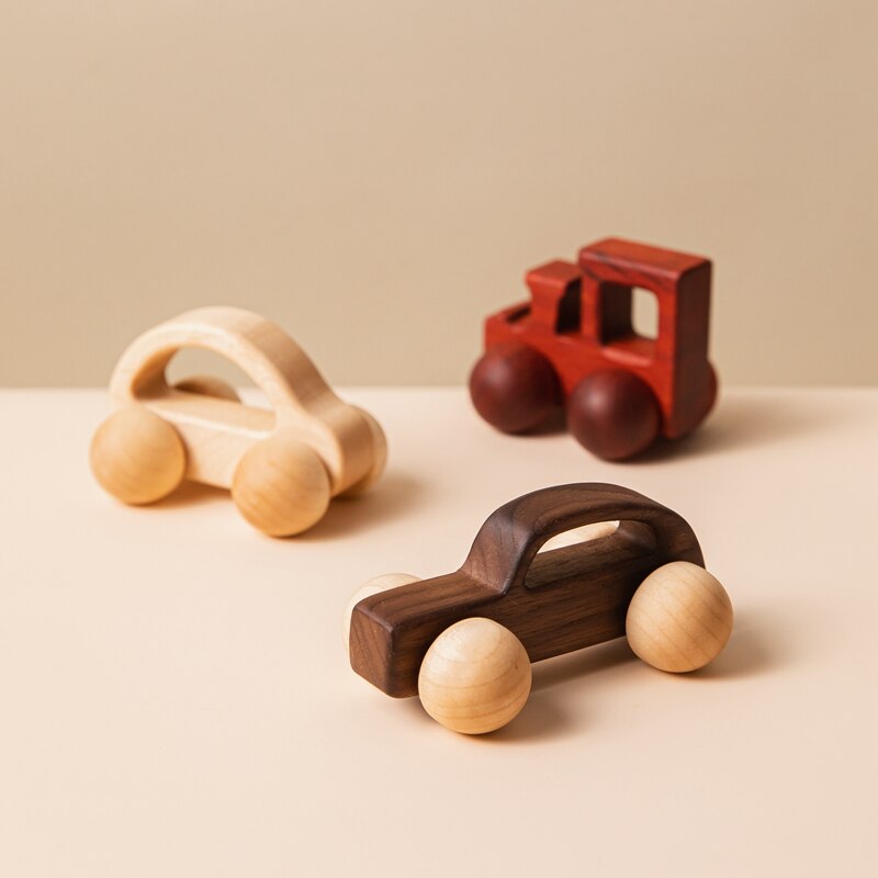 3Pcs Holz Spielzeug Montessori Pädagogisches Buche Zahnen Holz Auto Kinder Cartoon Auto Spielzeug Baby Holz Für 1-6 jahre Alt Kinder