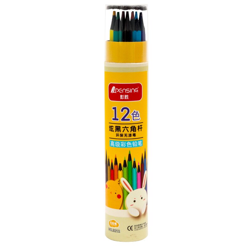 Lápices de colores de dibujos animados para niños, lápiz de dibujo, papelería, lápices bonitos, multicolor, respetuoso con el medio ambiente, lápiz de colores, suministros de arte: 12 COLORS